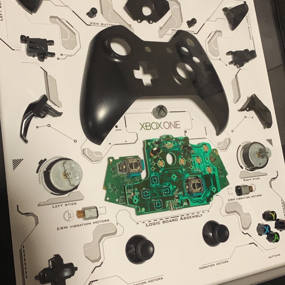 Original Xbox One Controller Shell & Circuit Board Wall art framed- Black